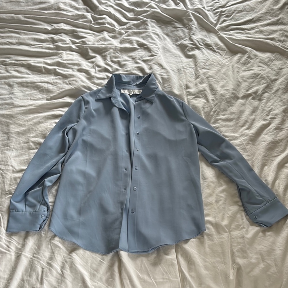 Endless Rose Sky Blue Button-Up Blouse